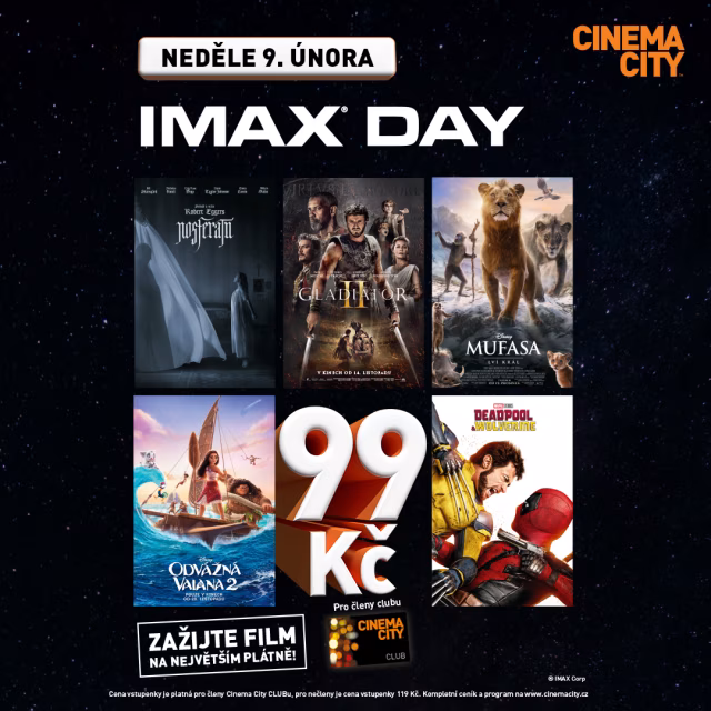 Jediný IMAX v Česku nabízí jedinečnou akci – film v rámci IMAX DAY jen za 99  Kč!