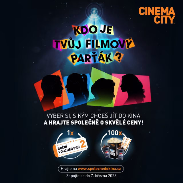 Víte, kdo je váš filmový parťák? Tak se společně s ním zapojte do jarní soutěže a vyhrajte voucher pro dva do kina na celý rok!