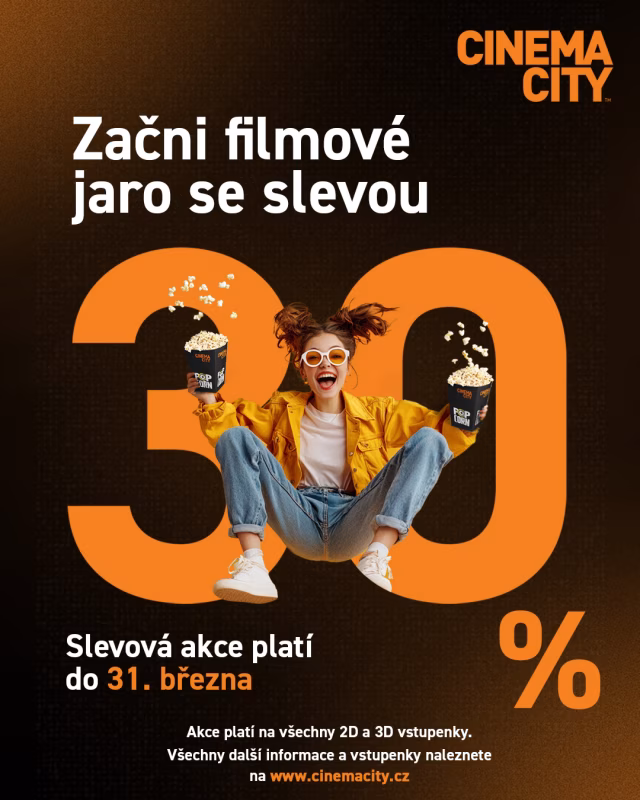 Cinema City zahajuje jaro se slevou 30 % na všechny 2D a 3D vstupenky