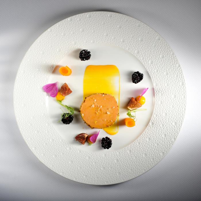 Foie gras, pistácie, dýně, fíky a ostružiny